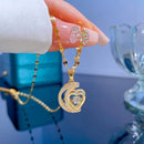 Colar Longo De Coração De Lua De Aço De Titânio Para Mulheres Design Delicado Banhado A Ouro Joias Femininas