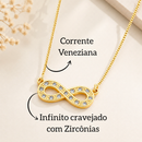 Colar Infinito Cravejado com Zircônias – Semijoia Ouro 18k