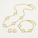 Conjunto Trevos Dourado - Banhado a Ouro 18K