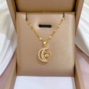Colar Longo De Coração De Lua De Aço De Titânio Para Mulheres Design Delicado Banhado A Ouro Joias Femininas