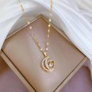 Colar Longo De Coração De Lua De Aço De Titânio Para Mulheres Design Delicado Banhado A Ouro Joias Femininas