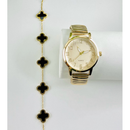 Kit Relógio Feminino Inspiração Trevo com Pulseira Elegante