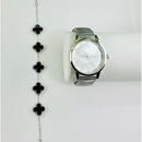 Kit Relógio Feminino Inspiração Trevo com Pulseira Elegante