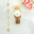 Relogio e pulseira inspiração trevo laminado dourado ou prata