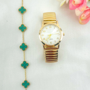 Relogio e pulseira inspiração trevo laminado dourado ou prata