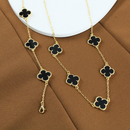 Kit Colar + Pulseira Virginia Trevo Sorte Folheado Ouro 18K Jóia Feminino Preto