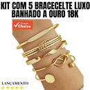 Conjunto Feminino com 5 braceletes Elegantes e Delicados