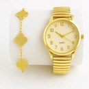 Kit Relógio Feminino Inspiração Trevo com Pulseira Elegante