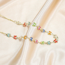 kit colar+pulseira borboletas coloridas ouro 18k a prata 925