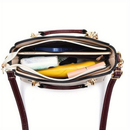 Bolsa Feminina Transversal Grande Capacidade Elegante De PU Com Alça Superior E Alça Ajustável, Com Chaveiro Toranja