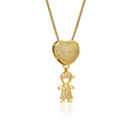 Colar Filhos Coração Cravejado - Amor no Peito | Ouro 18k ou Prata 925