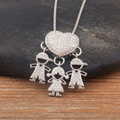 Colar Filhos Coração Cravejado - Amor no Peito | Ouro 18k ou Prata 925