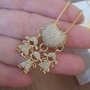 Colar Filhos Coração Cravejado - Amor no Peito | Ouro 18k ou Prata 925