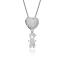 Colar Filhos Coração Cravejado - Amor no Peito | Ouro 18k ou Prata 925