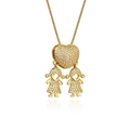 Colar Filhos Coração Cravejado - Amor no Peito | Ouro 18k ou Prata 925