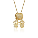 Colar Filhos Coração Cravejado - Amor no Peito | Ouro 18k ou Prata 925