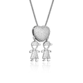 Colar Filhos Coração Cravejado - Amor no Peito | Ouro 18k ou Prata 925