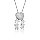 Colar Filhos Coração Cravejado - Amor no Peito | Ouro 18k ou Prata 925