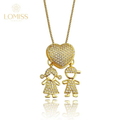 Colar Filhos Coração Cravejado - Amor no Peito | Ouro 18k ou Prata 925