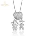 Colar Filhos Coração Cravejado - Amor no Peito | Ouro 18k ou Prata 925