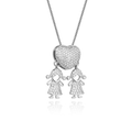 Colar Filhos Coração Cravejado - Amor no Peito | Ouro 18k ou Prata 925