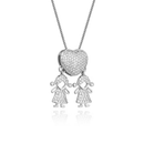 Colar Filhos Coração Cravejado - Amor no Peito | Ouro 18k ou Prata 925