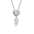 Colar Filhos Coração Cravejado - Amor no Peito | Ouro 18k ou Prata 925
