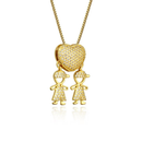 Colar Filhos Coração Cravejado - Amor no Peito | Ouro 18k ou Prata 925