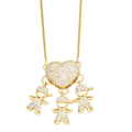 Colar Filhos Coração Cravejado - Amor no Peito | Ouro 18k ou Prata 925