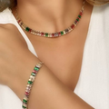 Kit Colar e Pulseira Baguete Zircônia a Banhado Ouro18k