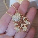 Colar Filhos Coração Cravejado - Amor no Peito | Ouro 18k ou Prata 925