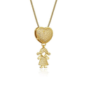 Colar Filhos Coração Cravejado - Amor no Peito | Ouro 18k ou Prata 925