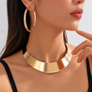 Kit Colar Choker Largo com Brincos de Argola com Garantia Feminino banhado a ouro 18k a Prata 925