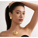 Conjunto Gargantilha Choker + Brinco Maxi Redondo Femininos Banhados a Ouro 18K Prata 925 Design Minimalista Elegante